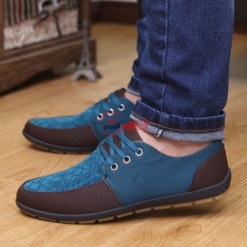 New Canvas Lace-Up Mens Driving Loafer Casual Shoes Fashion Men Male Flat Soft Wearproof Non-Slip Shoe Mesh Breathable Flats