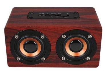 Fukelann 10W Output Retro Wood Wireless Bluetooth Speaker Mini 3D Dual Loudspeakers USB