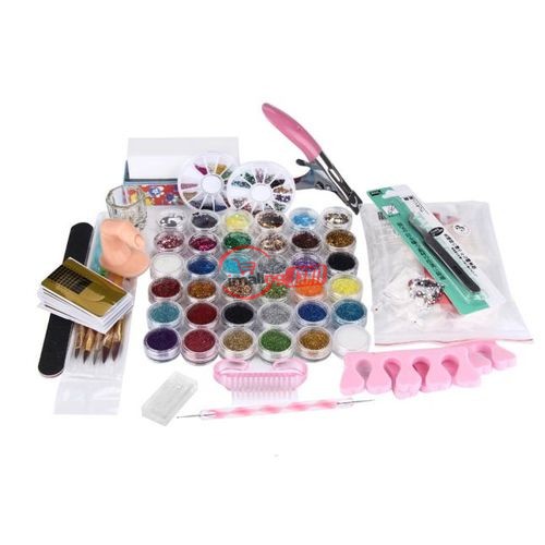 36 Acrylic Glitter Nail Art Brush Powder Set Kit Tips