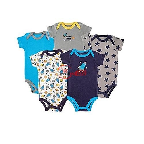 Luvable Friends 5 Pack Short Sleeve Baby Bodysuits- Multi