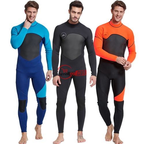 SBART Men 3mm Neoprene Diving Suit Warm Keeping Patchwork Soft Wetsuit Rash Guards Swimwear Long Sleeve Spearfishing Snorkeling(Blue) BQSHOP