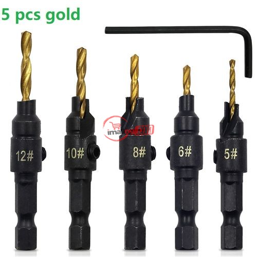 5X HSS Drill Bit Countersink Wood Drill Bit Set Cordless Step Drill Bits For Metal Woodworking #5 #6 #8 #10 #12