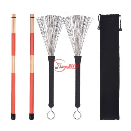 1 Pair Drum Rods Sticks + 1 Pair Drum Brushes Drum Stick N6,700