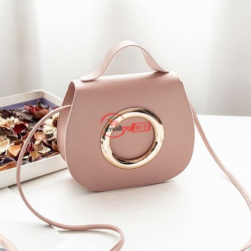 Women PU Leather Messenger Shoulder Chest Bag-Pink