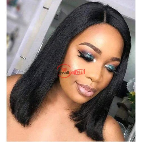 Blunt Cut Hair Wig With Closure 16" 1b