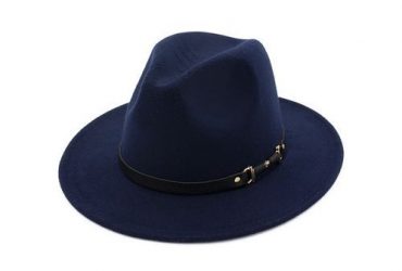 Wide Brim Fedora Hat With Belt Buckle