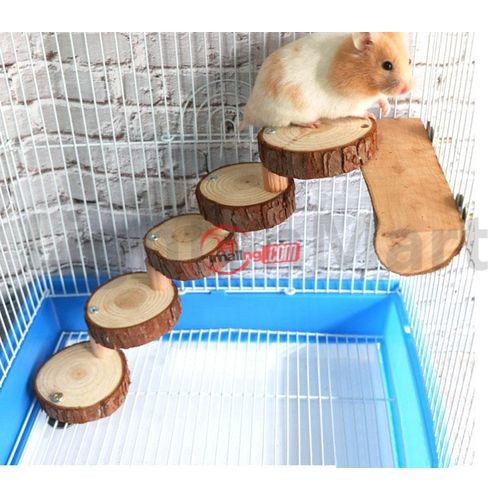 Wooden Hamster Chinchilla Parrot Bird Ladder Springboard Platform Small Animal Play Toys