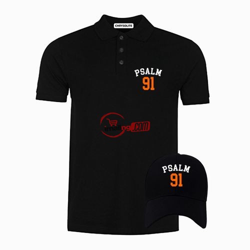 Chrysolite Designs Psalm 91 Polo & Cap Bundle – Black, Black