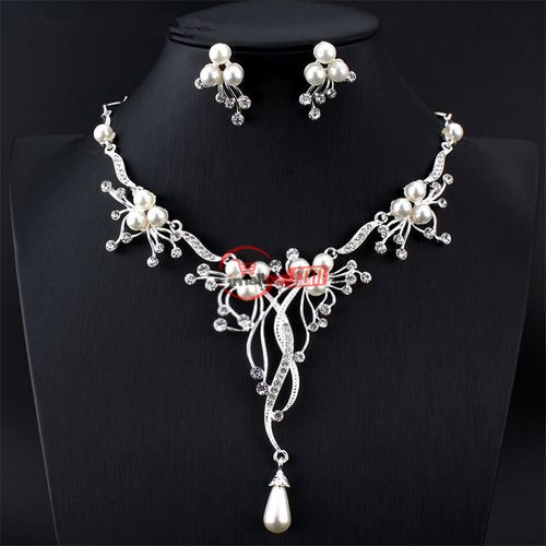 Bridal Flower Jewelry Sets For Women Gifts Long Pendant