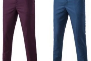 2-in-1 Men's Suit Pants Straight Trousers-Red/Blue