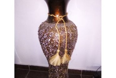 Large Floor Standing Brown Gold With Silver Ceramic Flower Vase – 85cm