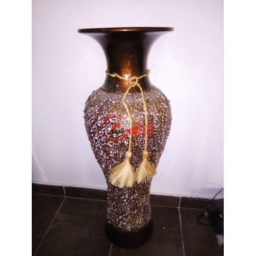 Large Floor Standing Brown Gold With Silver Ceramic Flower Vase – 85cm