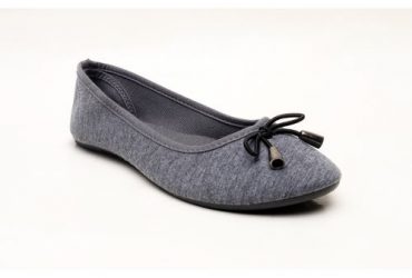 NEW PINVE Fabric Flat Female Shoe – Dark Grey