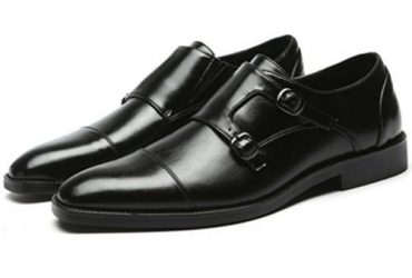 UK Men Pointed Toe Formal Dress Faux Leather Buckle Brogues Monk Strap Shoes