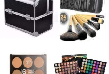 Make Up Box + 24 Set Brush + 6 In 1 Powder Palette And 120 Colour Eyeshadow