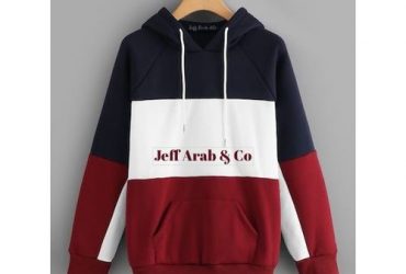 Jeff Arab &Co Colorblock Navy Blue , White And Red } Unisex Hoodie