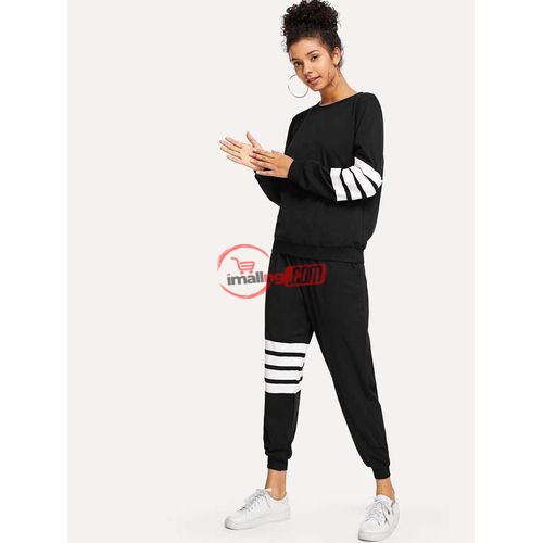 Sequels Collection All Black Sweatshirt/ Joggers With White Stripes