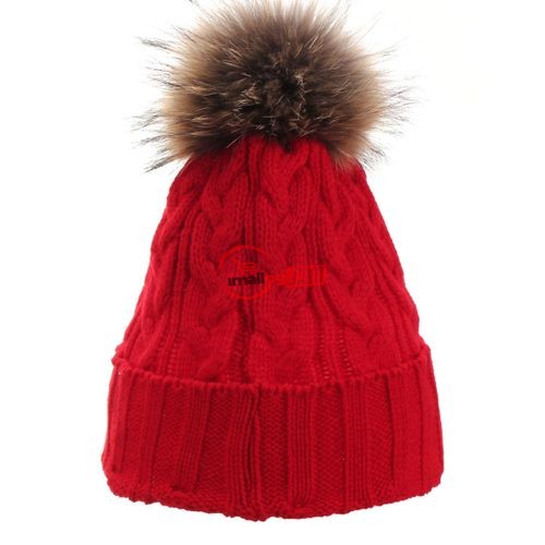 Ladies Women Bobble Crochet Ski Cap 15CM Fur Pom Wool Knit Beanie Hat UK STOCK