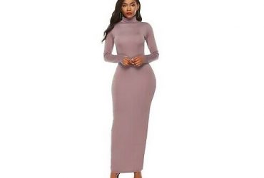 Turtleneck Bodycon Dress – Beige