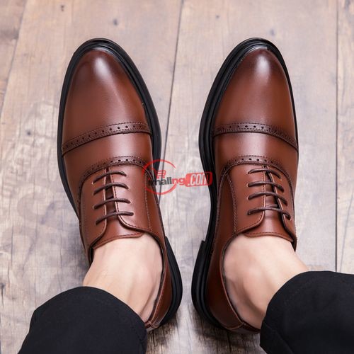 Men Formal Shoes Brogue Leather Shoes Business Wedding Dress Shoes Vintage Male Shoes