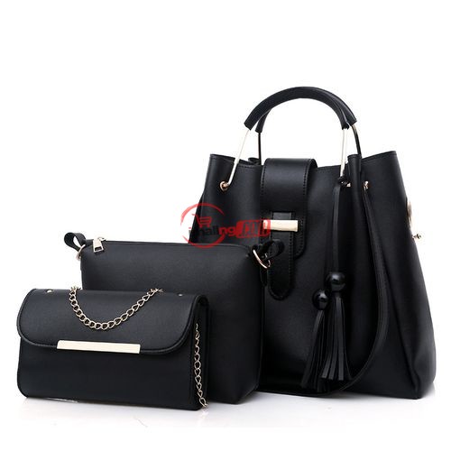 3 In 1 Set Handbags Single Shoulder Messenger Bag-Black