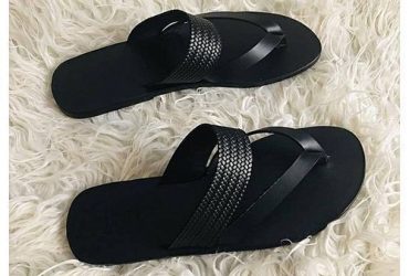 Men's Black Leather Craft Slippers Shoe Champion