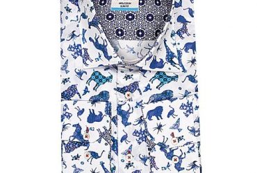 Levi Gardin Men's Print Design Long Sleeve – White/Blue