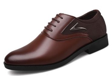 Men's Casual PU Leather Shoes Business Dress Shoes-brown