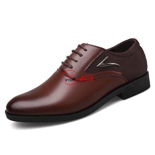 Men's Casual PU Leather Shoes Business Dress Shoes-brown