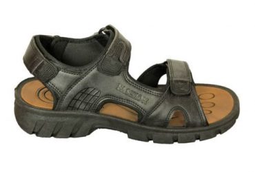 The Velcro Leather Sandal – Black