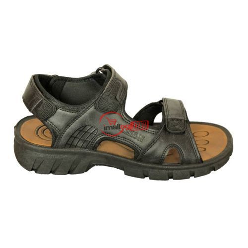 The Velcro Leather Sandal – Black