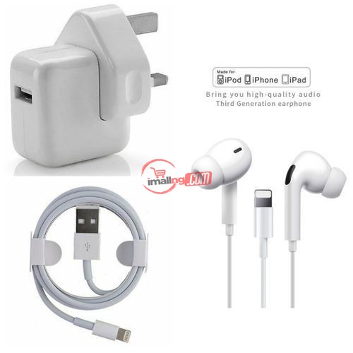 IPhone Charger And Free 3D Iphone 7/8 Earpiece_white