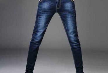 Men Plain Blue Jeans Trouser
