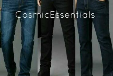 3 Pieces STOCK Jeans For Men- Black + Dark Blue + Wash Blue