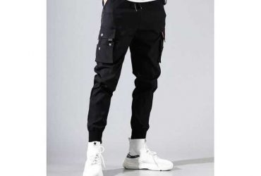 Men's Straight Jeans Wide Leg Pants -Black