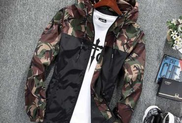 Men's Jacket T-shirt Men's Casual Outdoor Camouflage Jacket Slim Coat–Brown