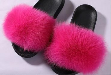 Glaforny Real Fox Fur Slippers Spring Summer Autumn Winter Slides Women Sliders Outdoor Indoor