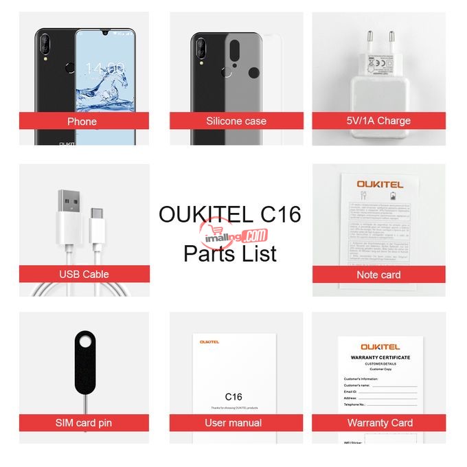 Oukitel C16 5.71-inch (2GB RAM 16GB ROM), Android 9.0 Waterdrop 2600mAh 3G Smartphone-BLACK