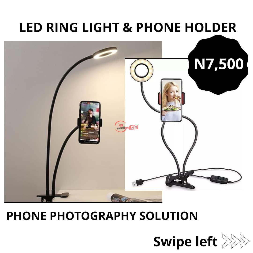 LED ring light and phone holder