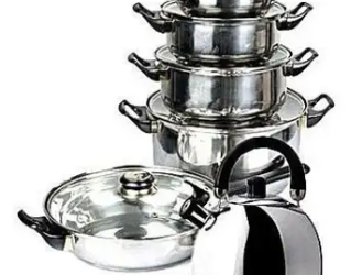 Set of 6 Cooking Pot, Fry Pan and Kettle