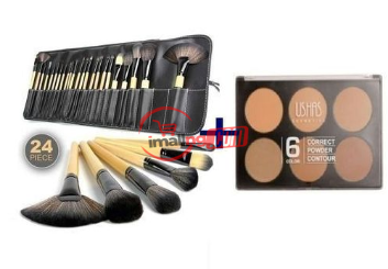 Ushas 6 Colour Powder Pallet +( 24 Brush Set)