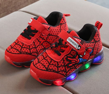 1-9 Years Children's Mesh Shoes LED Luminous Shoe- red