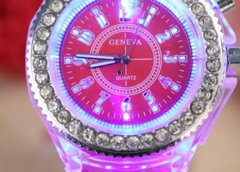 Geneva New Lovely LED Backlight Sport Waterproof WristWatch- Red