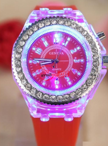 Geneva New Lovely LED Backlight Sport Waterproof WristWatch- Red