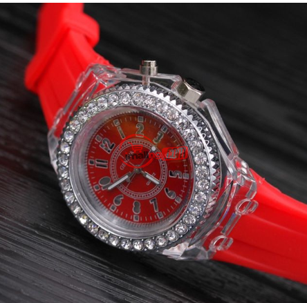 Geneva New Lovely LED Backlight Sport Waterproof WristWatch- Red