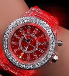 Geneva New Lovely LED Backlight Sport Waterproof WristWatch- Red