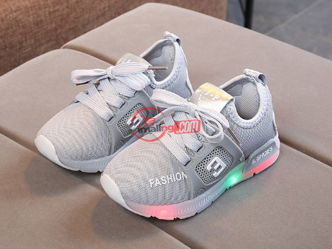 Children Luminescent Sneakers LED Lighting Shoes -Grey