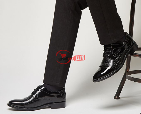 Men's Sleek Leather Lace-up Formal Shoes – Black