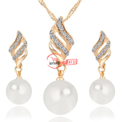 Women Earring & Necklace Jewelry Set-Gold