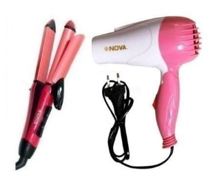 Nova 2 In 1 Hair Straightener,Curler And Professional Hair Dryer.